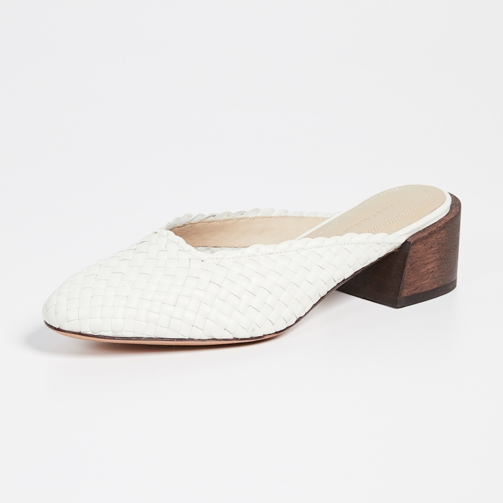 Mari Giudicelli Leblon white woven mules sz 38